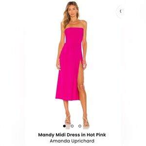 Amanda Uprichard Pink Strapless Slit Midi Dress